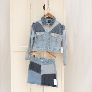 Patchwork Denim Co-Ord Jacket & Skirt Set